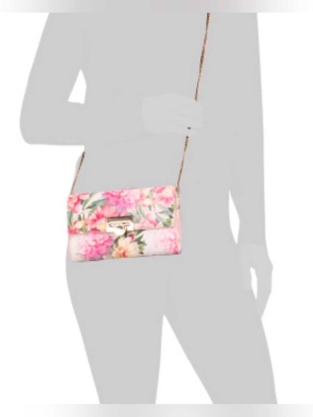 Ted Baker Pink Floral Chain Crossbody Bag with Gold Hardware - Picture 7 of 15